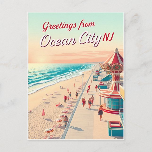 Postal Ocean City, New Jersey – Boardwalk Views (Anverso)