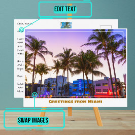 Postal Ocean Drive en la noche en Miami Beach