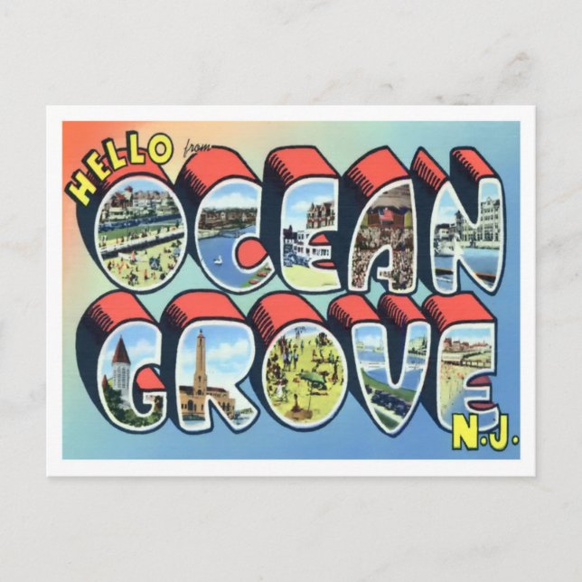 Postal Ocean Grove, letras grandes de Nueva Jersey (Anverso)