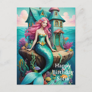Postal Ocean Mermaid Happy Birthday 