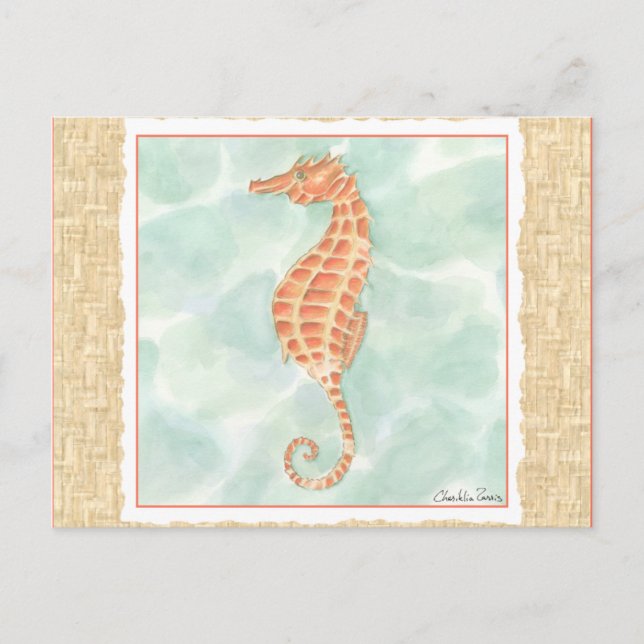 Postal Ocean Naranja Seahorse (Anverso)