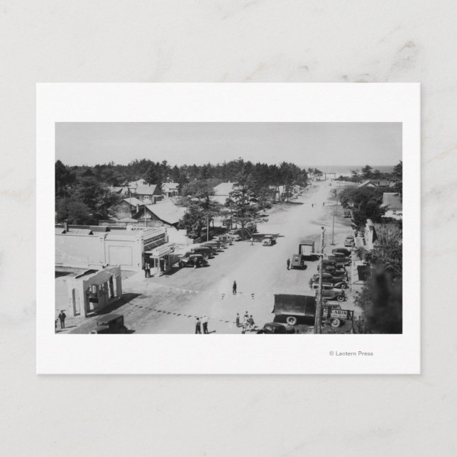 Postal Ocean Park, WA - Vista de la playa, Viejos Coches (Anverso)