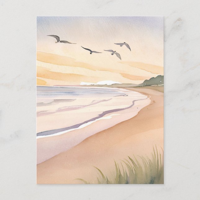 Postal Ocean Shore | Bright Airy Watercolor (Anverso)