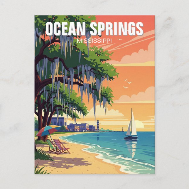 Postal Ocean Springs Mississippi Travel (Anverso)
