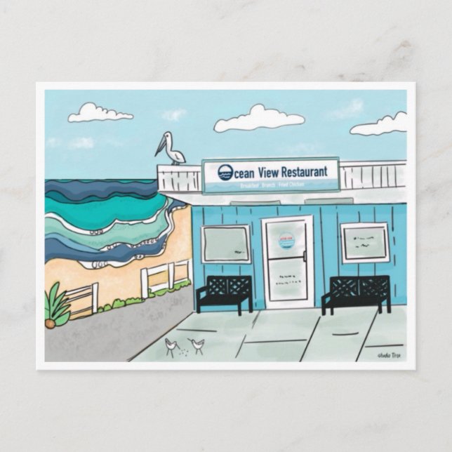 Postal Ocean View Restaurant Kure Beach Carolina del Nort (Anverso)