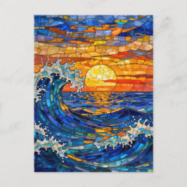 Postal Oceanic Coastal Ocean Waves Sunset