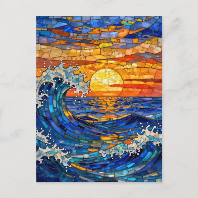 Postal Oceanic Coastal Ocean Waves Sunset   (Anverso)