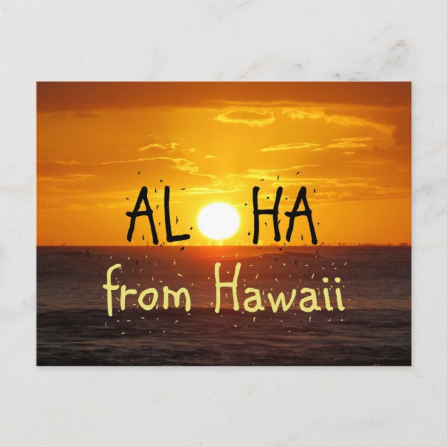 Postal Océano atardecer Aloha Hawaii 2 (Anverso)
