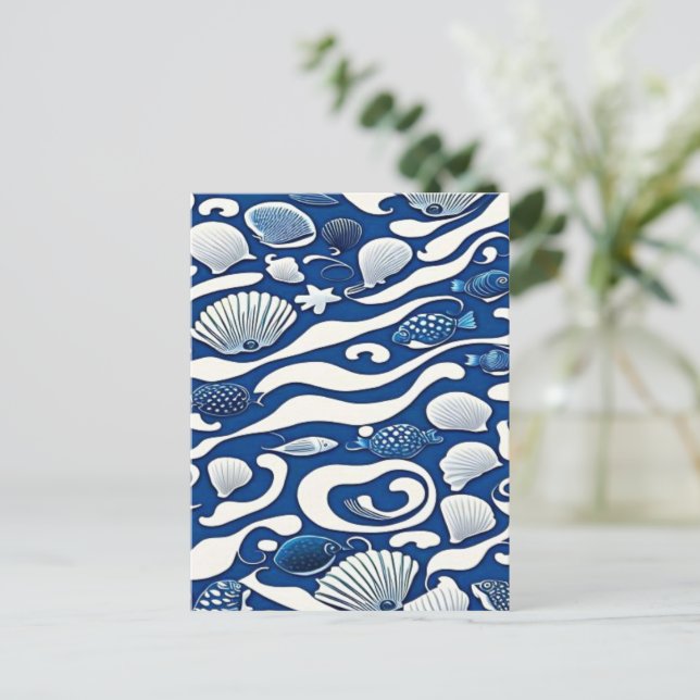 Postal Océano azul marino (Anverso de pie)