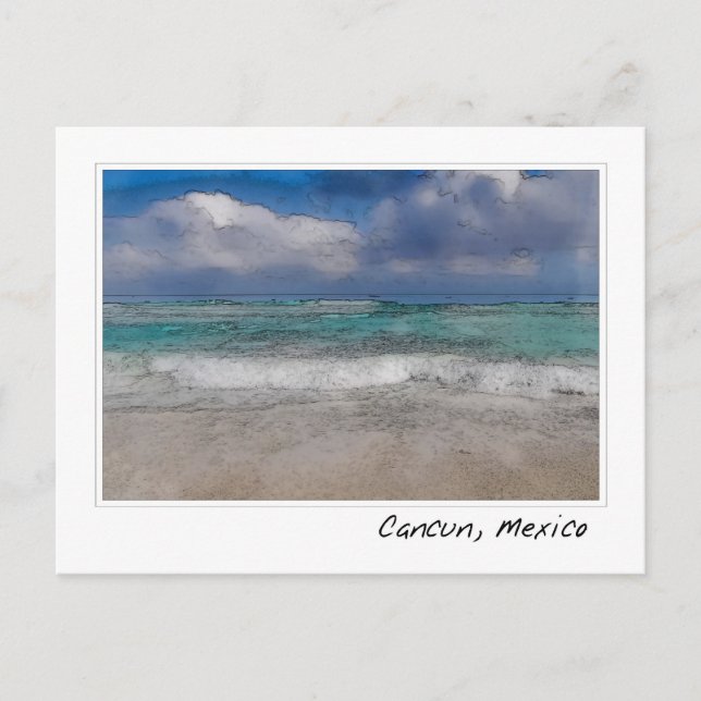 Postal Océano Caribe de Cancún México | Playa (Anverso)