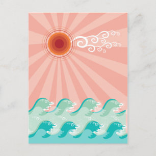 Postal Océano de playa de verano de Sun Aqua rosa tropica