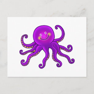Postal Océano de pulpo morado acuático Personalizado lind