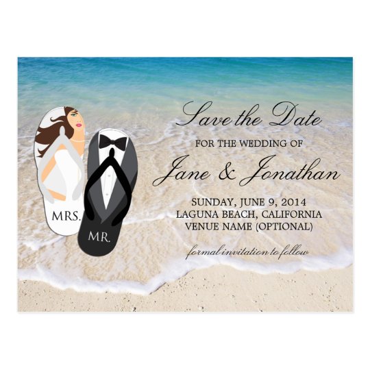 Postal Océano "Sr. y señora" reserva de la playa del boda