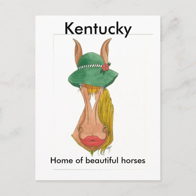 Postal OceTDS184, Kentucky, Hogar de hermosos caballos (Anverso)
