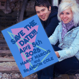 Postal Ochenta pasteles en Blue New Wave Save the Date