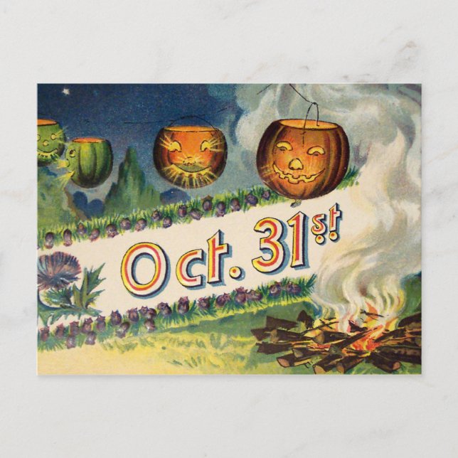 Postal Oct 31 (Tarjeta de Halloween Vintage) (Anverso)