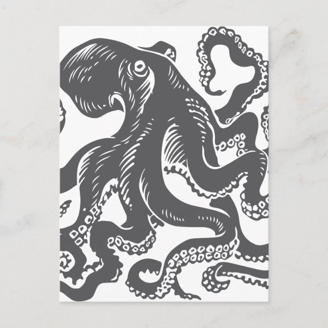 Postal Octopus 1 negro (Anverso)