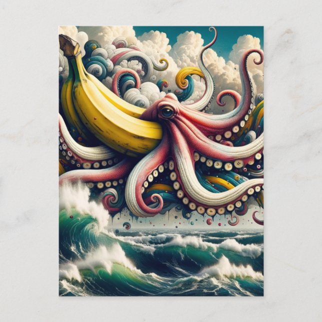 Postal Octopus bananero surrealista (Anverso)