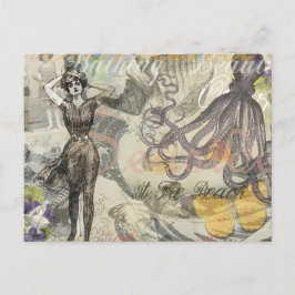 Postal Octopus Beach Antique Coastal Steampunk