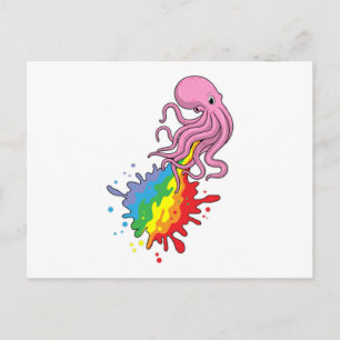 Postal Octopus con arcoiris