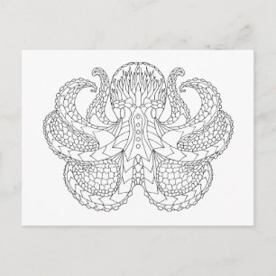 Postal Octopus con patrones étnicos