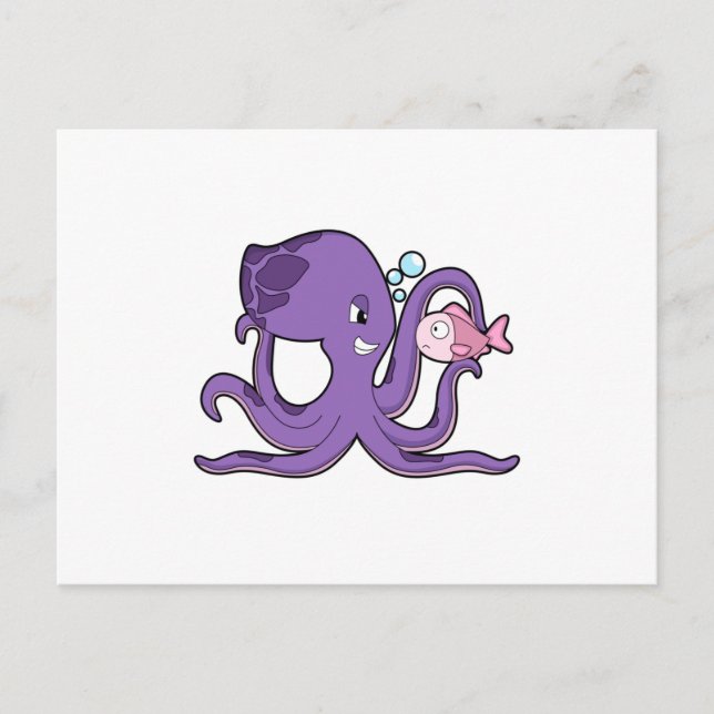 Postal Octopus con pescado.PNG (Anverso)