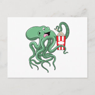Postal Octopus con popcorn