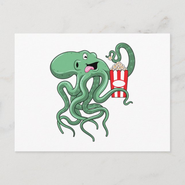 Postal Octopus con popcorn (Anverso)
