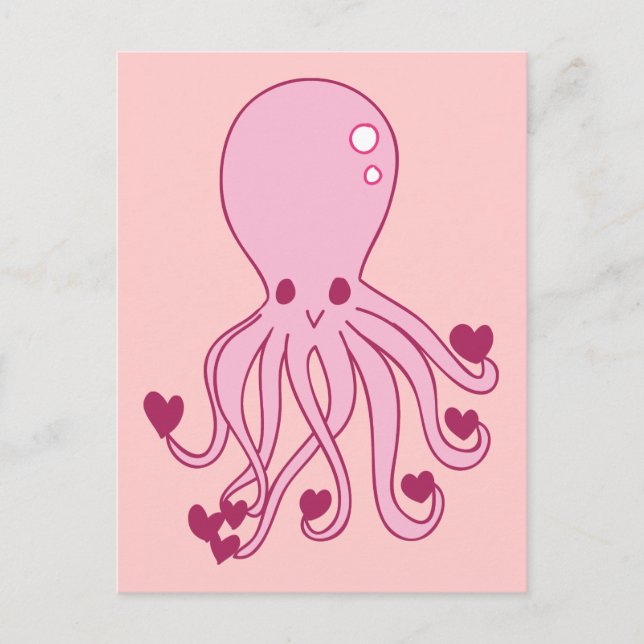 Postal Octopus de amor rosa (Anverso)