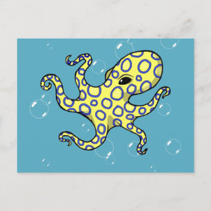 Postal Octopus de anillo azul