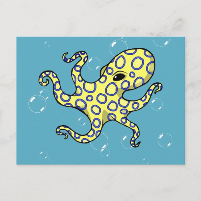 Postal Octopus de anillo azul (Anverso)