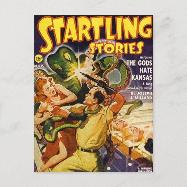 Postal Octopus del espacio verde (Anverso)