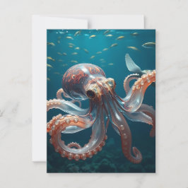Postal Octopus lúdico en el mar profundo