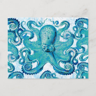 Postal Octopus Marine Life Ocean Animals Beach Nautical