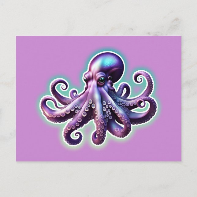 Postal Octopus púrpura (Anverso)