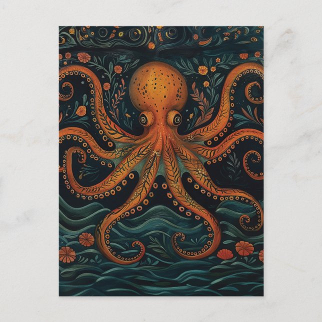Postal Octopus rojo (Anverso)