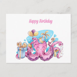 Postal Octopus rosado bonito