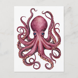 Postal Octopus rosado de la mermelada