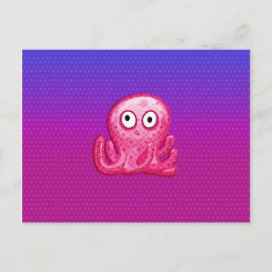 Postal Octopus rosado y morado a la moda
