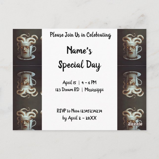 Postal Octopus surrealista de café (Reverso)