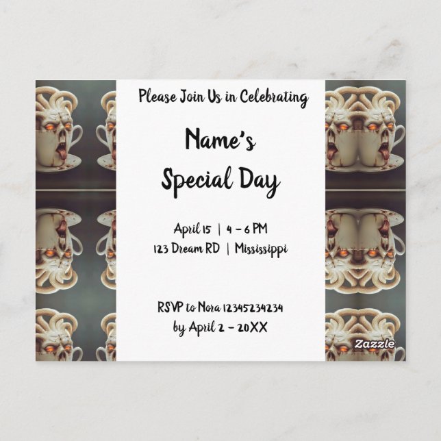 Postal Octopus surrealista de café (Reverso)