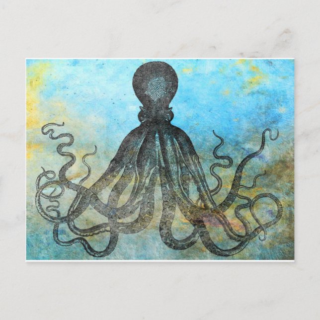 Postal Octopus vintage de estilo (Anverso)