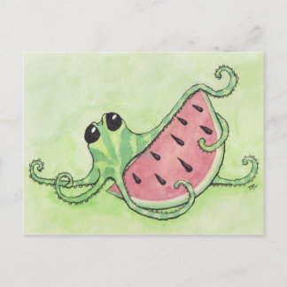 Postal Octopus y sandía