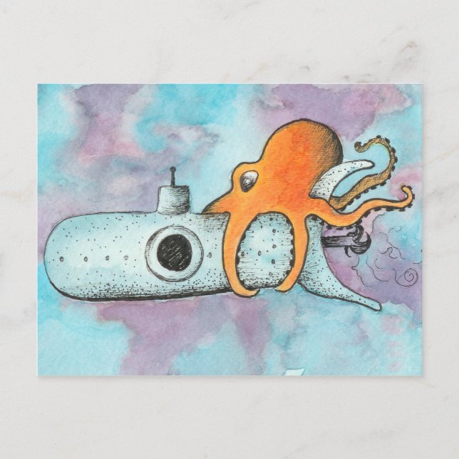 Postal Octopus y submarinos (Anverso)