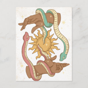 Postal oculta para las manos y las serpientes