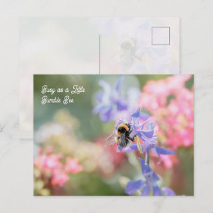 Postal "Ocupada como una pequeña abeja melífera" Flores s