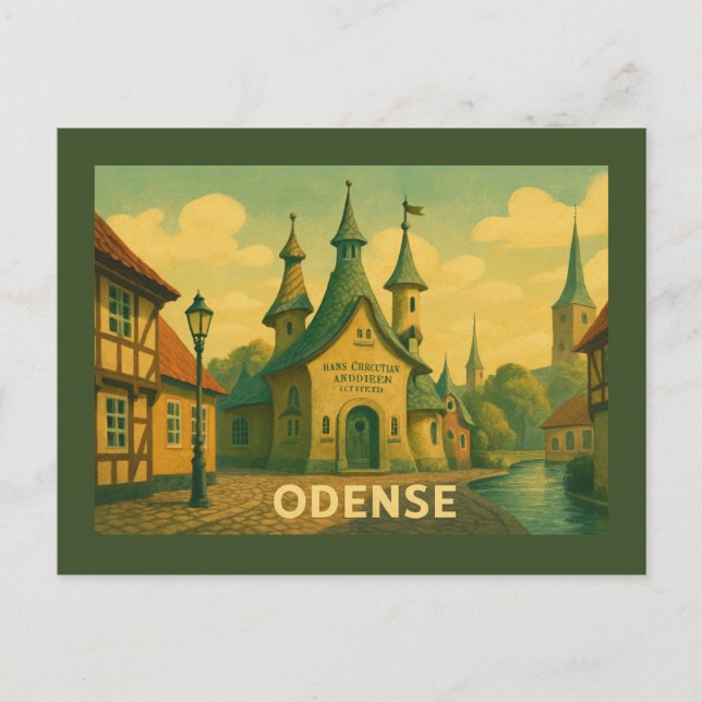 Postal Odense Dinamarca Literario (Anverso)