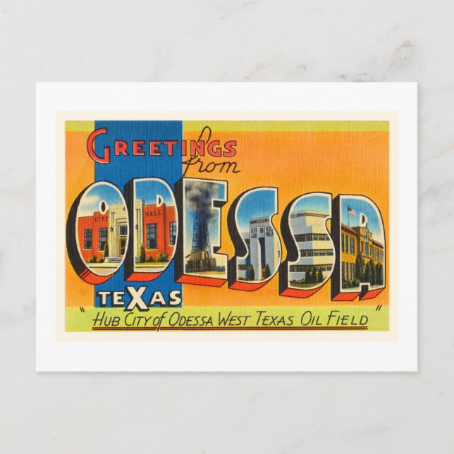 Postal Odessa Texas TX Old Vintage Travel Souvenir (Anverso)