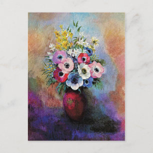Postal Odilon Redon Anemones - Simbolismo Bella Artes