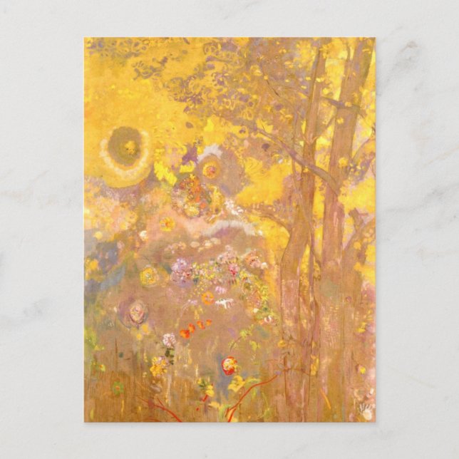 Postal Odilon Redon - Árbol de fondo amarillo (Anverso)